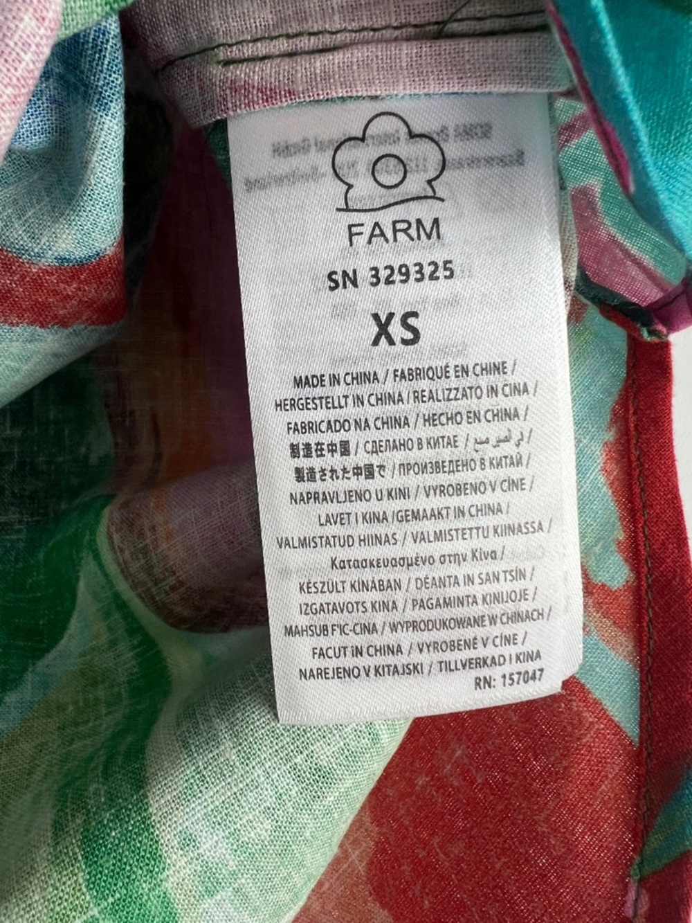 FARM Rio Jardin De Reve Shirt Size XS NWT Tropical Linen Multicolor - Picture 8 of 16